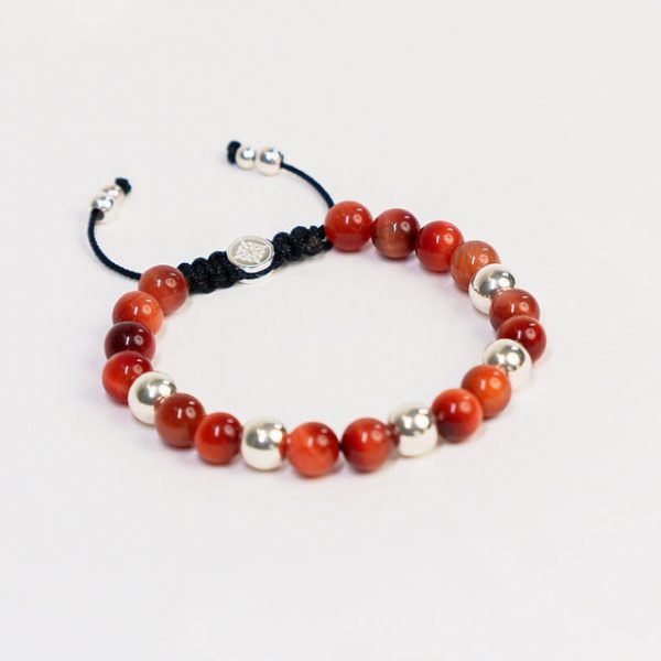 Brazalete 8 mm Ojo de Tigre Rojo con Plata .925 - Imagen 3