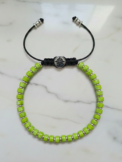 Brazalete Minimal Jaspe Verde Lima