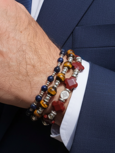 Brazalete Clásico Ojo Tigre Azul