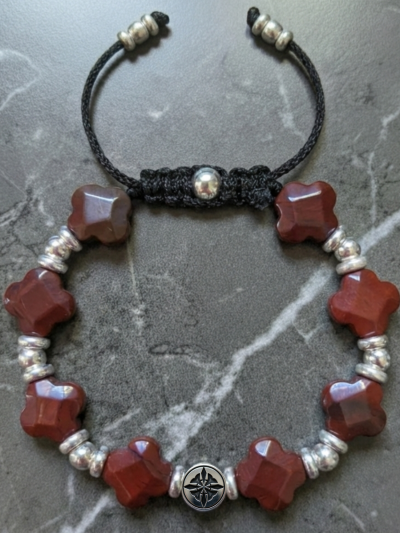 Brazalete Exclusivo Trébol Jaspe Rojo