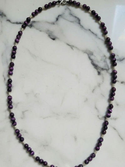 Collar Clásico Ojo Tigre Morado