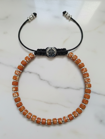 Brazalete Minimal Jaspe Naranja