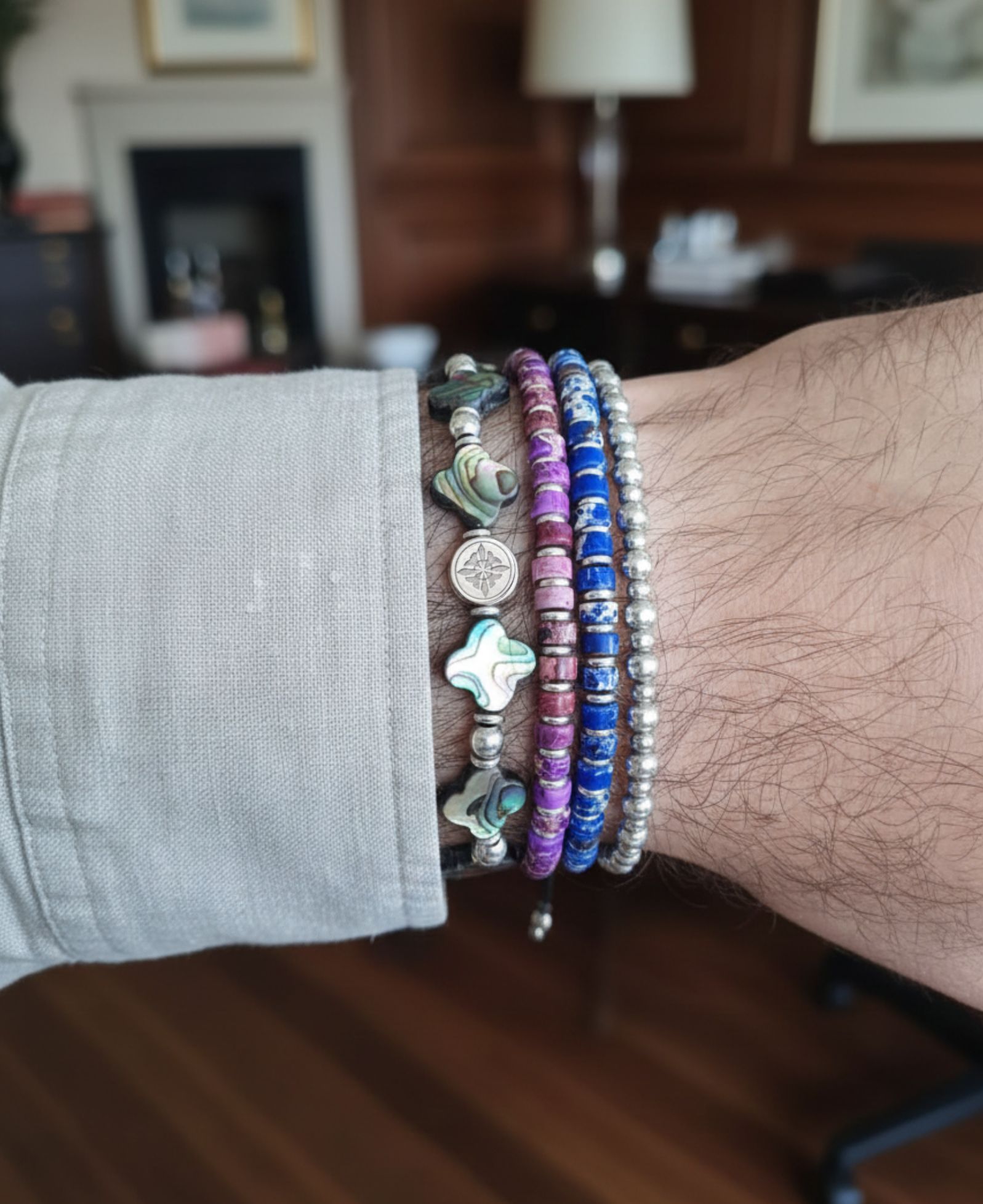 Brazalete Minimal Jaspe Morado - Imagen 2