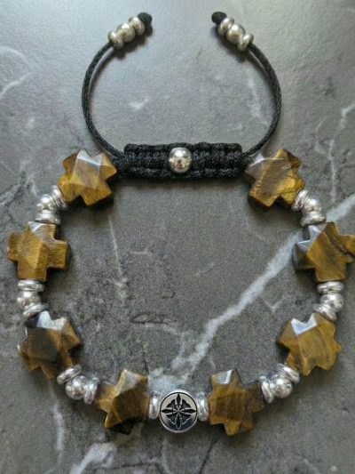 Brazalete Exclusivo Cruz Ojo Tigre Café