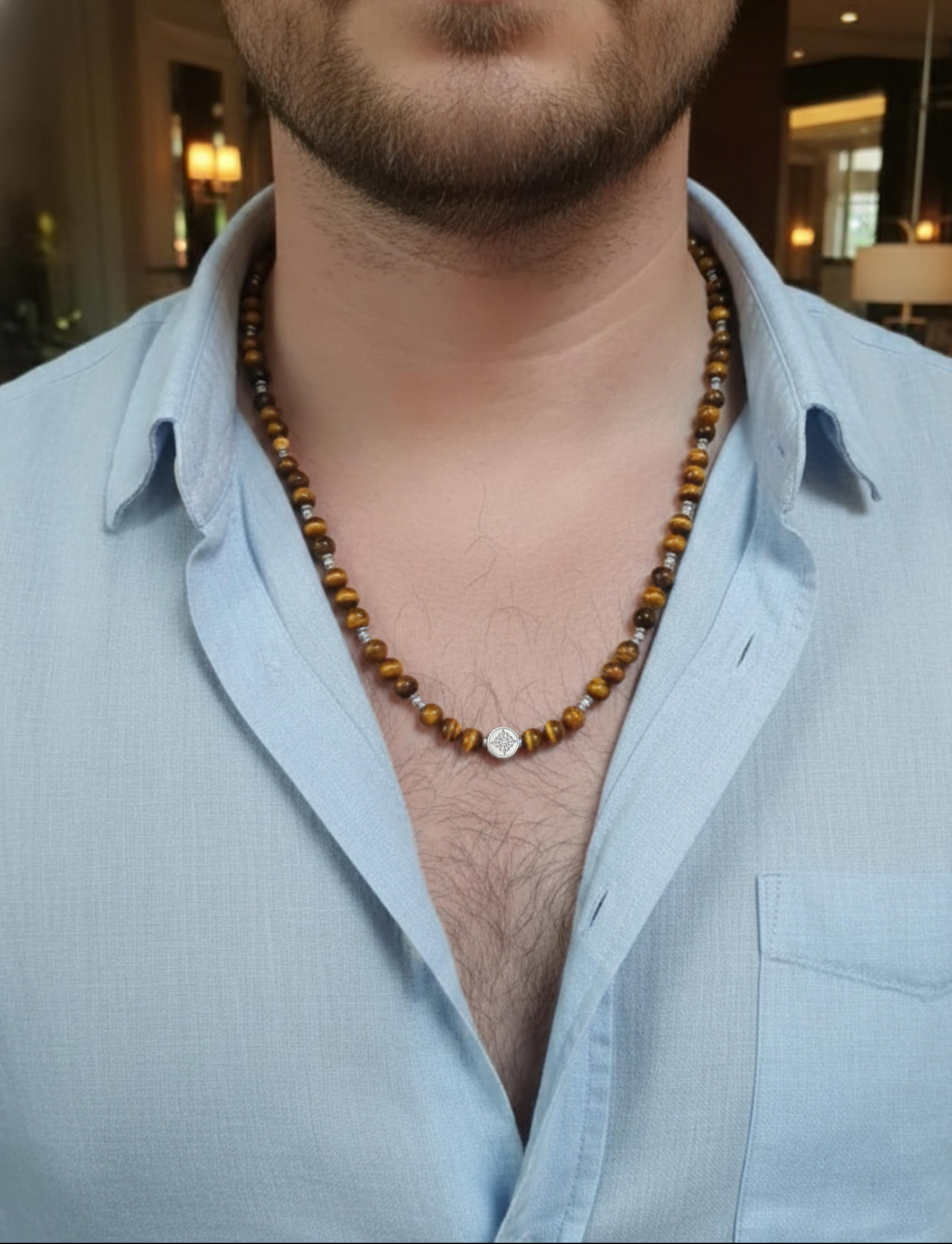 Collar Clásico Ojo Tigre Amarillo - Imagen 2