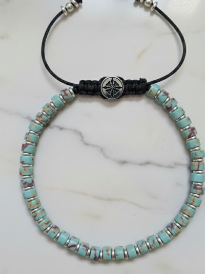 Brazalete Minimal Jaspe Aqua