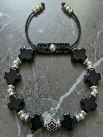 Brazalete Exclusivo Cruz Obsidiana