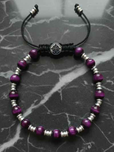 Brazalete Clásico Ojo Tigre Morado
