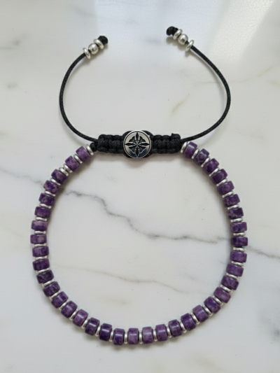 Brazalete Minimal Jaspe Morado