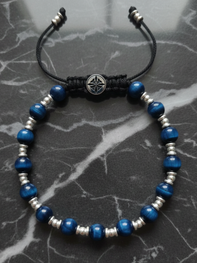 Brazalete Clásico Ojo Tigre Azul