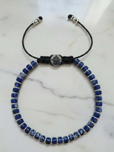 Brazalete Minimal Jaspe Azul Rey