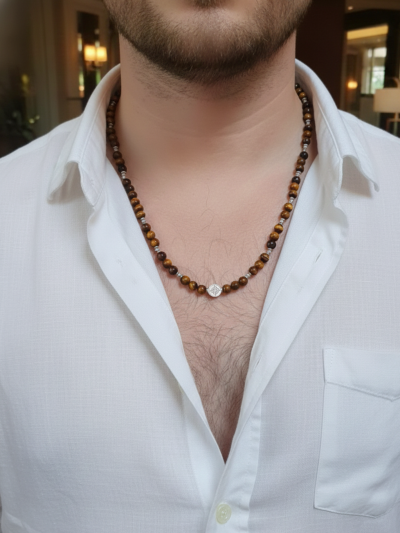 Collar Clásico Ojo Tigre Café