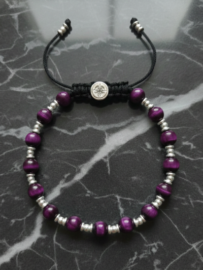 Brazalete Clásico Ojo Tigre Morado