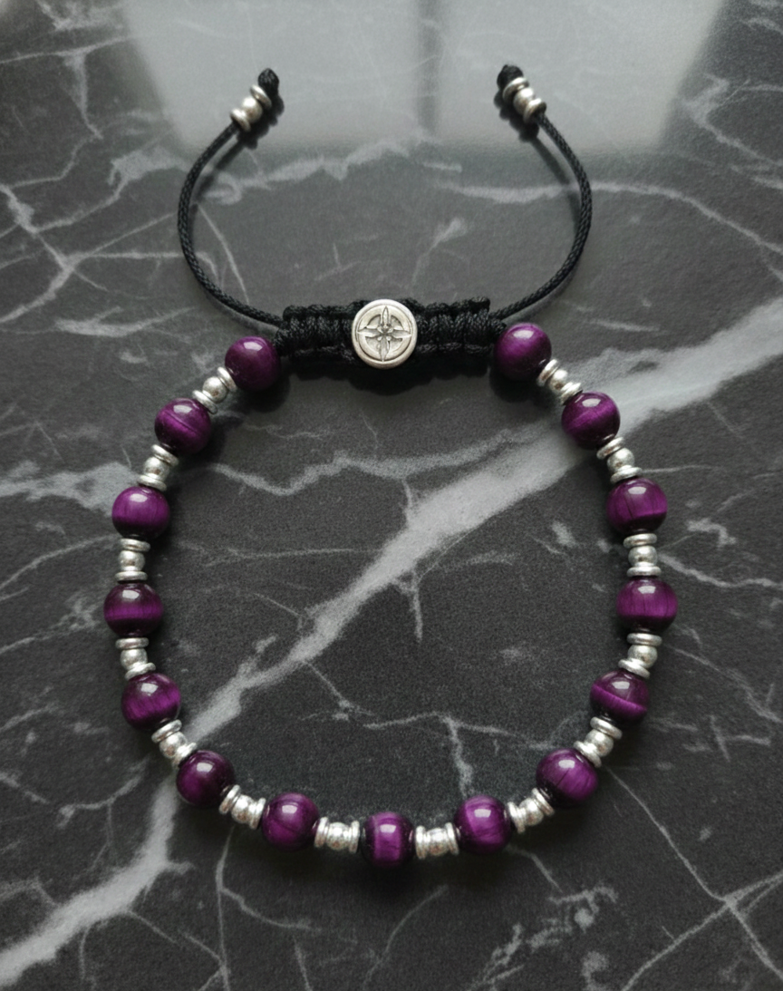 Brazalete Clásico Ojo Tigre Morado
