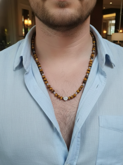 Collar Clásico Ojo Tigre Amarillo