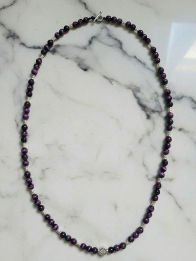 Collar Clásico Ojo Tigre Morado