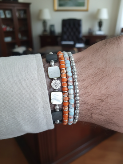 Brazalete Minimal Jaspe Aqua