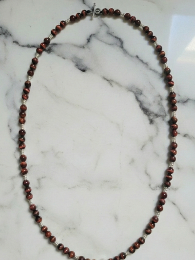 Collar Clásico Ojo Tigre Rojo