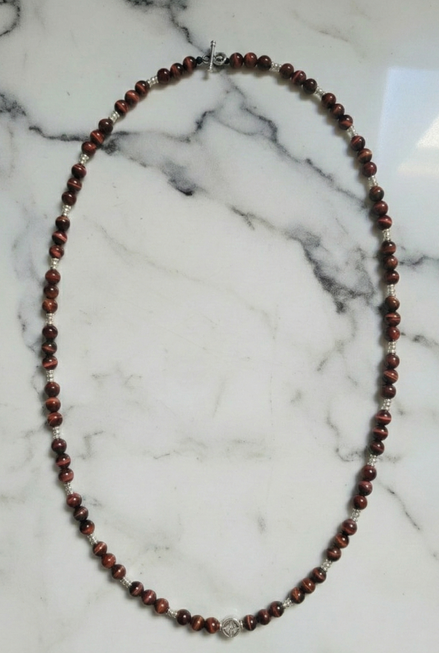 Collar Clásico Ojo Tigre Rojo