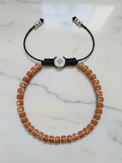 Brazalete Minimal Jaspe Naranja
