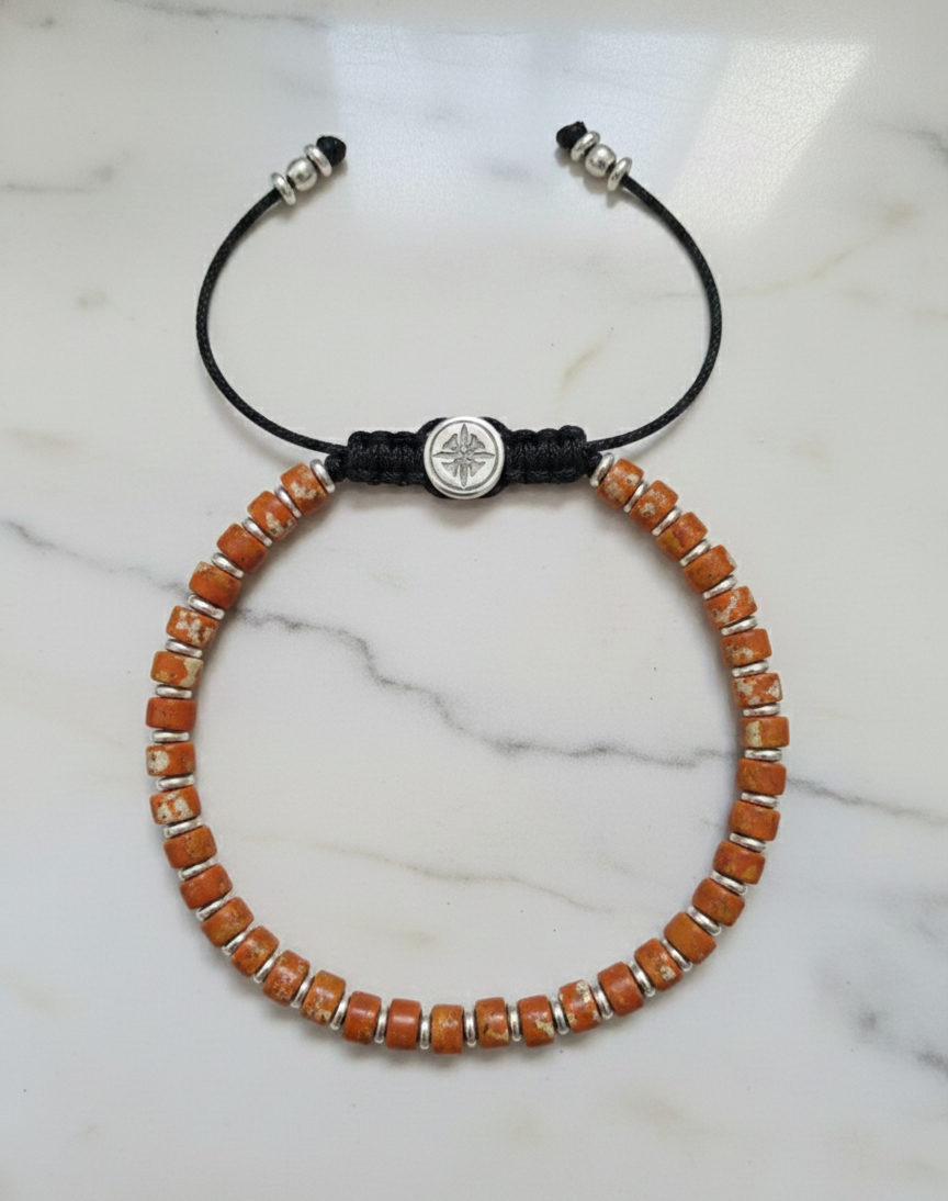 Brazalete Minimal Jaspe Naranja