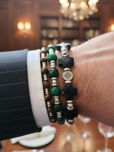 Brazalete Exclusivo Cruz Obsidiana