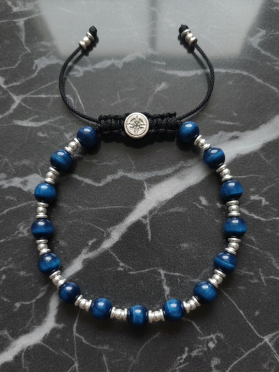 Brazalete Clásico Ojo Tigre Azul