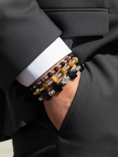 Brazalete Clásico Ojo Tigre Morado