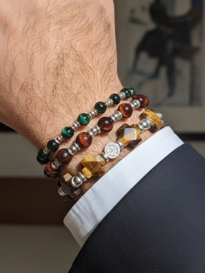 Brazalete Exclusivo Cruz Ojo Tigre Café