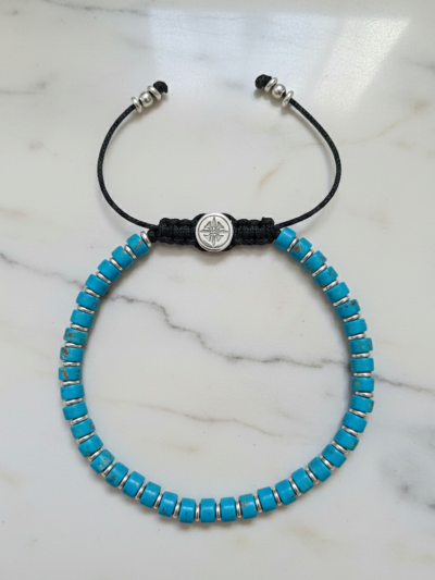 Brazalete Minimal Jaspe Azul Turquesa
