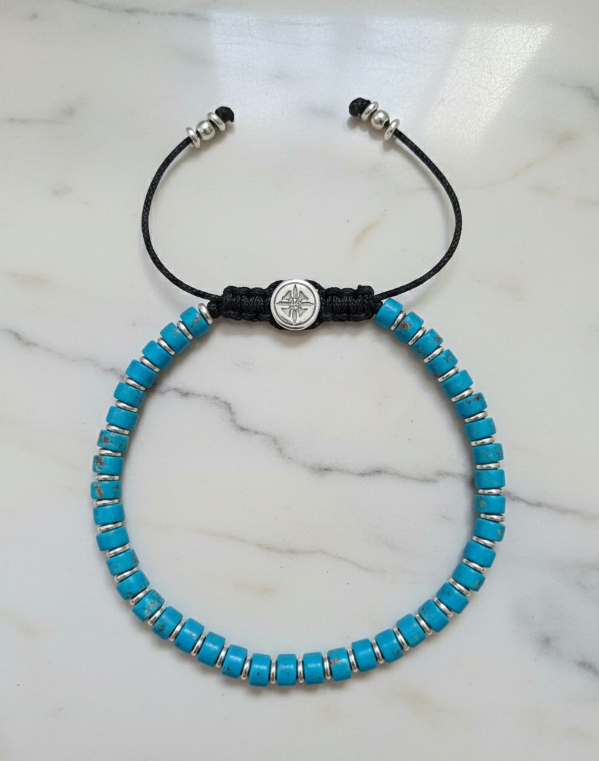 Brazalete Minimal Jaspe Azul Turquesa