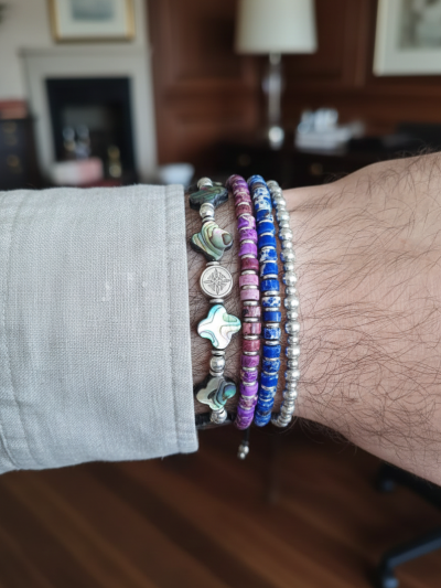 Brazalete Minimal Jaspe Azul Rey