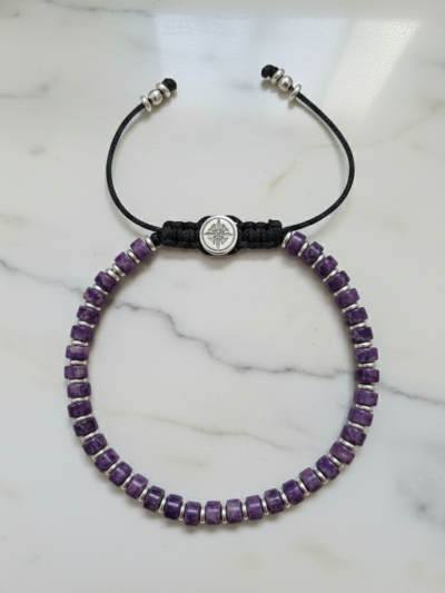 Brazalete Minimal Jaspe Morado