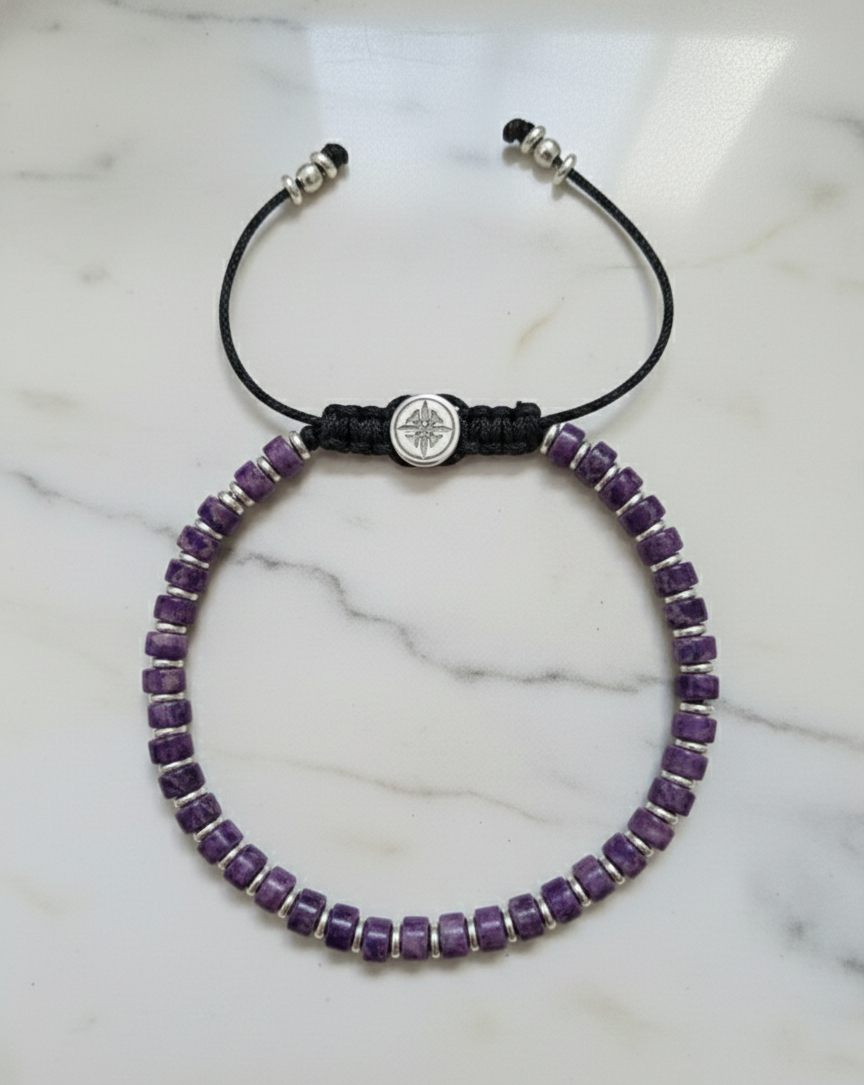 Brazalete Minimal Jaspe Morado