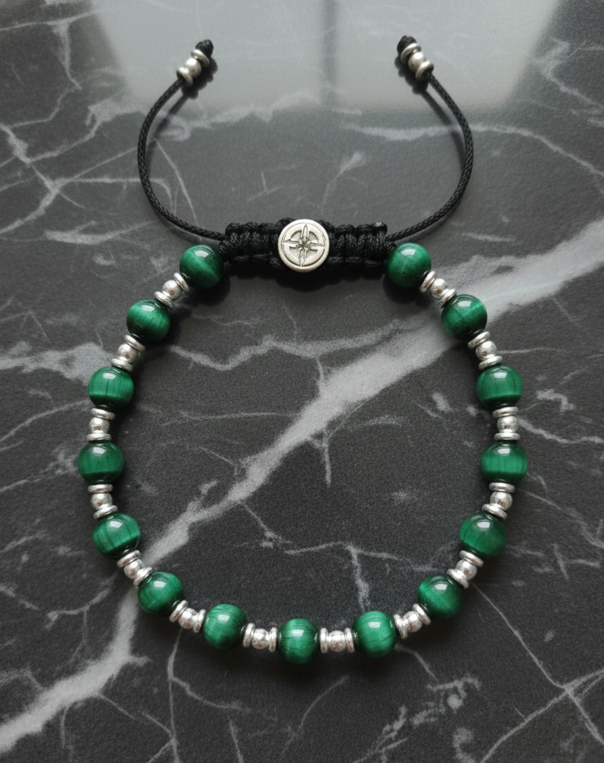 Brazalete Clásico Ojo Tigre Verde