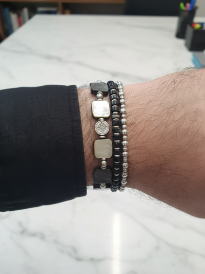 Brazalete Minimal Jaspe Negro