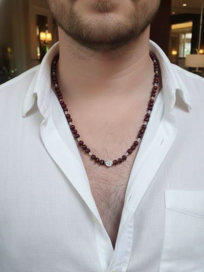 Collar Clásico Ojo Tigre Rojo