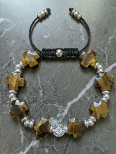 Brazalete Imperial Cruz Ojo Tigre Café