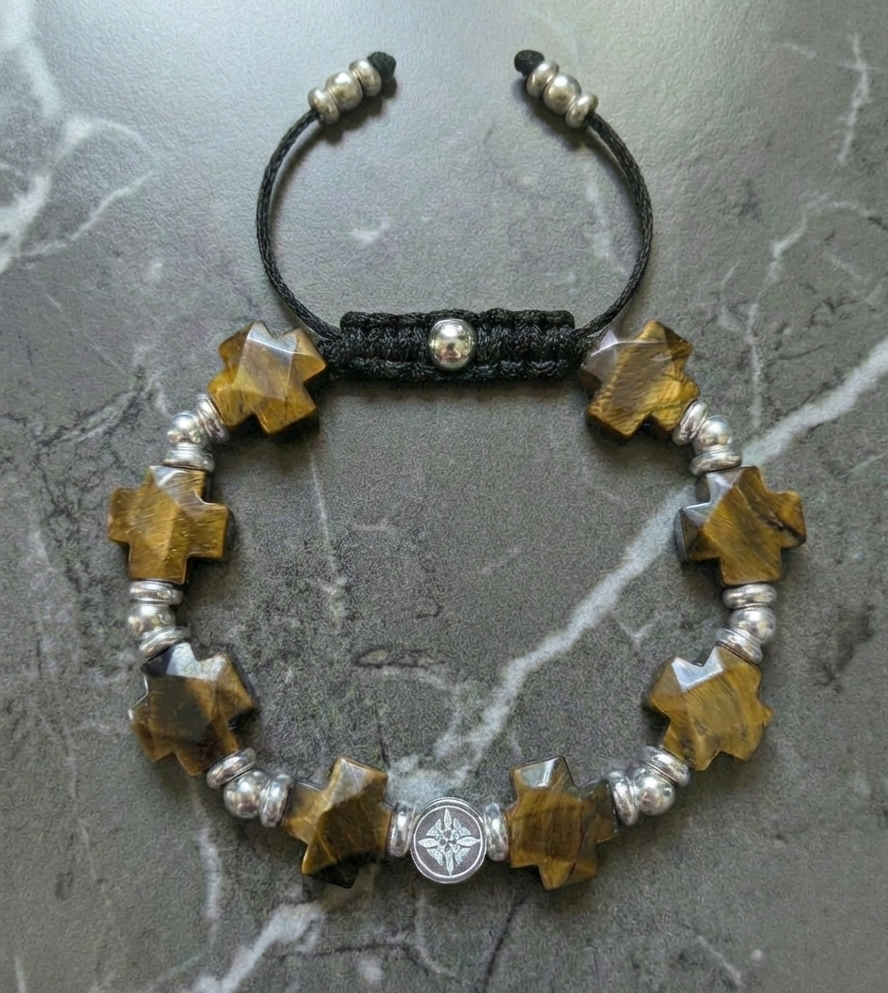 Brazalete Imperial Cruz Ojo Tigre Café