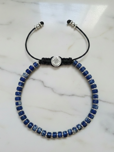 Brazalete Minimal Jaspe Azul Rey