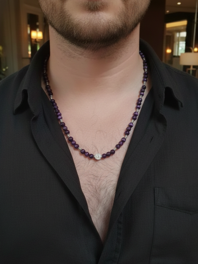 Collar Clásico Ojo Tigre Morado