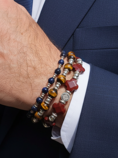 Brazalete Clásico Ojo Tigre Azul