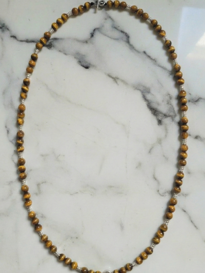 Collar Clásico Ojo Tigre Amarillo