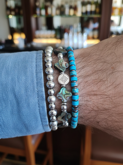 Brazalete Minimal Jaspe Azul Turquesa